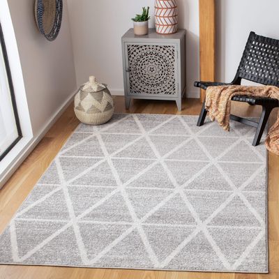 SAFAVIEH Area Rug 8x10 - Adirondack Collection - Large - Grey & Ivory, Modern Geometric Design, Non-Shedding & Easy Cleaning, Ideal for Living Room, Bedroom, Office, Dining Space (ADR262F)