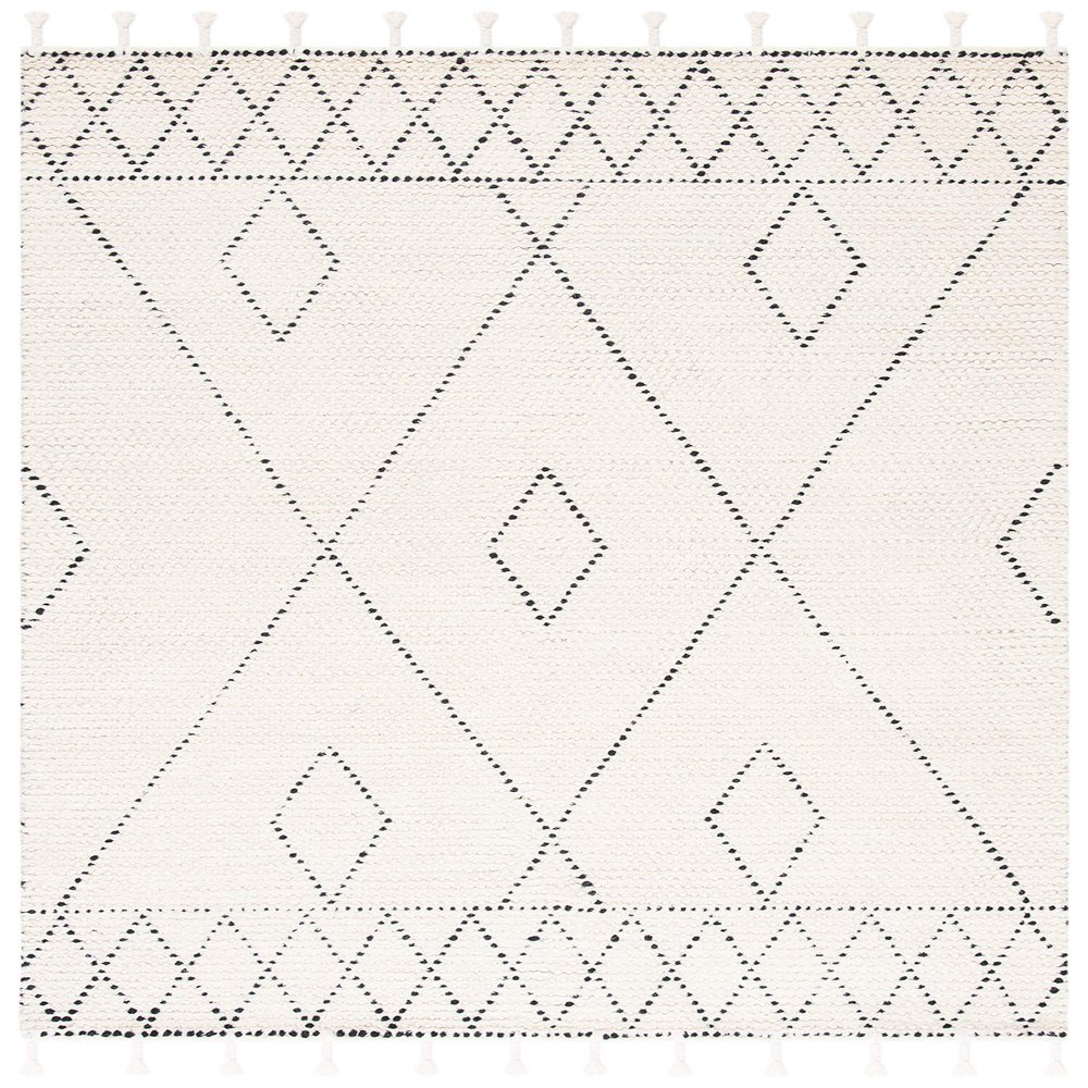 SAFAVIEH Casablanca Collection Accent Rug - 3' x 5', Ivory & Black, Handmade Moroccan Tassel Wool, 0.5-inch Thick Ideal for High Traffic Areas in Entryway, Living Room, Bedroom (CSB492A)