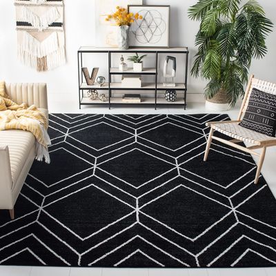 SAFAVIEH Area Rug 8x10 - Adirondack Collection - Large - Black & Ivory, Modern Geometric Design, Non-Shedding & Easy Cleaning, Ideal for Living Room, Bedroom, Office, Dining Space (ADR241Z)