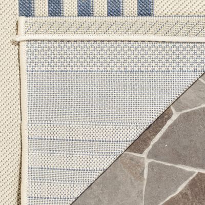 SAFAVIEH Washable Rug Outdoor Courtyard Collection - 2'3" x 16' Runner, Beige & Blue, Non-Shedding & Easy Cleaning, Ideal for Patio, Entryway, Mudroom, Hallway, Kitchen (CY6062-233)