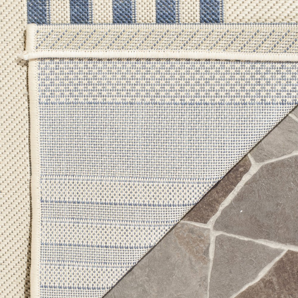 SAFAVIEH Washable Rug Outdoor Courtyard Collection - 2'3" x 16' Runner, Beige & Blue, Non-Shedding & Easy Cleaning, Ideal for Patio, Entryway, Mudroom, Hallway, Kitchen (CY6062-233)