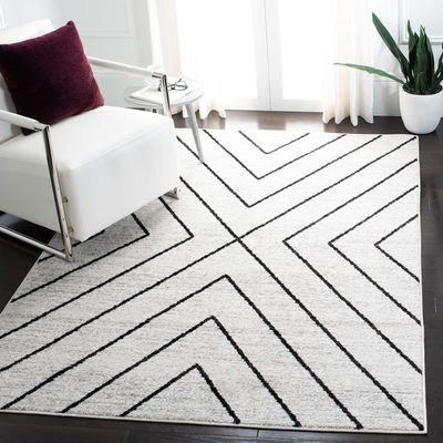 SAFAVIEH Area Rug 8x10 - Adirondack Collection - Large - Ivory & Grey, Modern Geometric Design, Non-Shedding & Easy Cleaning, Ideal for Living Room, Bedroom, Office, Dining Space (ADR251A)