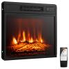 Tangkula 18 Inches Electric Fireplace Insert, Recessed 1400 W Electric Fireplace w/Adjustable Flame & Heat, Built-in Timer & Thermostat, Control Panel & Remote and Overheat Protection, Black view 1