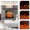 Tangkula 18 Inches Electric Fireplace Insert, Recessed 1400 W Electric Fireplace w/Adjustable Flame & Heat, Built-in Timer & Thermostat, Control Panel & Remote and Overheat Protection, Black view 3