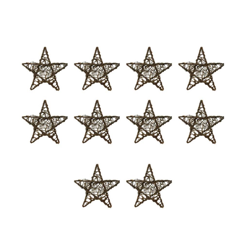 10pcs Rattan Star Christmas Tree Topper Decorations Ornaments 10cm
