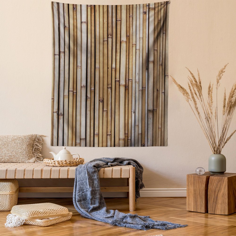 Ambesonne Architecture Tapestry, Real Life Image of a Close Up View Simple Nostalgic and Tropical Effect, Wall Hanging for Bedroom Living Room Dorm Decor, 60" X 80", Cocoa Pale Taupe