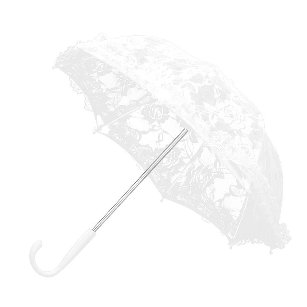 Yosoo Lace Wedding Umbrella Lace Embroidery Umbrella Bridal Party Craft Flowers Decoration Props Accessory for Wedding Party Celebration(51241 Light White)