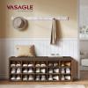 VASAGLE CUSTOS Collection - Shoe Bench, Storage Bench with Padded Seat, Entryway Bench with 15 Compartments, for Bedroom, 11.8 x 41.3 x 18.9 Inches, Rustic Brown and Chestnut Brown ULHS15BX view 2