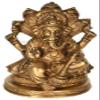 Exotic India Lord Ganesha Seated on Sheshanaga - Brass Statue - Color Natural Brass Color view 1