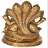 Exotic India Lord Ganesha Seated on Sheshanaga - Brass Statue - Color Natural Brass Color view 2