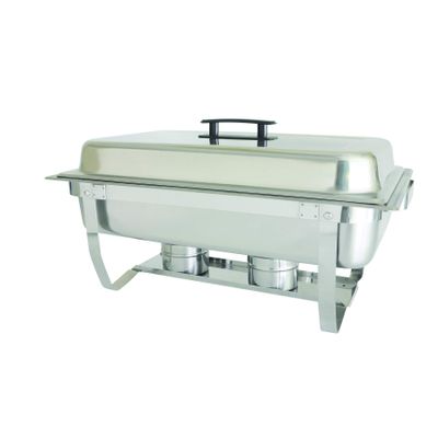 Thunder Group SLRCF001F Chafer, 8 Quart, Full-Size, with Folding Stand, Welded Frame, dripless Water pan, Lift-Off Cover with Plastic Handle, Duel Fuel Holder