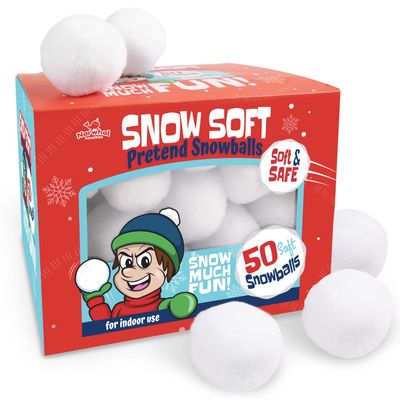 Narwhal Novelties 50 Pack Fun Fake Snowball for Kids 2 Inches - Artificial Snowballs Bulk for Indoor and Outdoor - Snow Ball for Decorations, Winter Toy Games Fights - Fun Christmas Party Activities