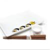 Gudetama Stoneware Sushi Set With Plate, Wasabi Dish & Chopsticks - Cute Sanrio Lazy Egg Design - Fun Japanese White Ceramic Dinnerware view 4