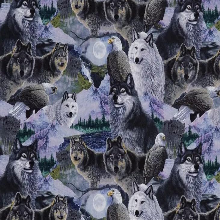 Rustic Decor Blue Winter Wolf Wolves Curtain Valance 42W x 15L Outdoor Theme Wedding Gift
