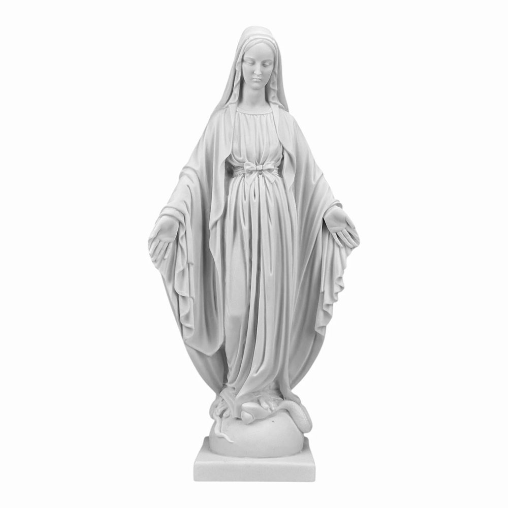 Our Lady of Grace Virgin Mary Madonna Greek Large Cast Marble Sculpture Statue 18.9in