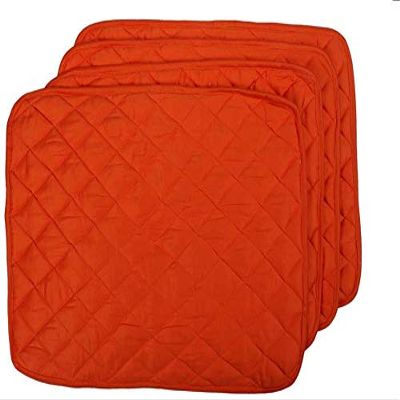 100% Cotton Quilted Rectangular Placemats for Dinning Table for Dinner Parties, Indoor and Outdoor Picnics Premium Quality (Pack of 4,Color Orange)
