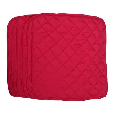 100% Cotton Quilted Rectangular Placemats for Dinning Table for Dinner Parties, Indoor and Outdoor Picnics Premium Quality (Pack of 6,Color red)