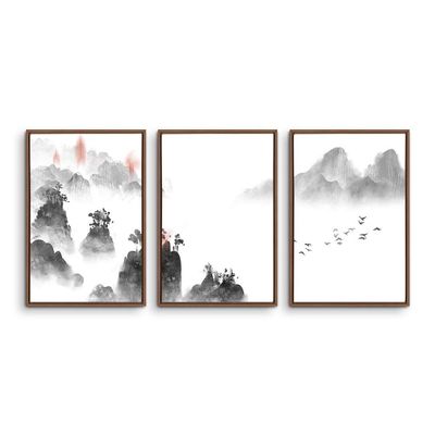 SIGNWIN 3 Piece Framed Canvas Wall Art Zen Canvas Prints Home Artwork Decoration for Living Room,Bedroom - 16"x24"x3 Panels
