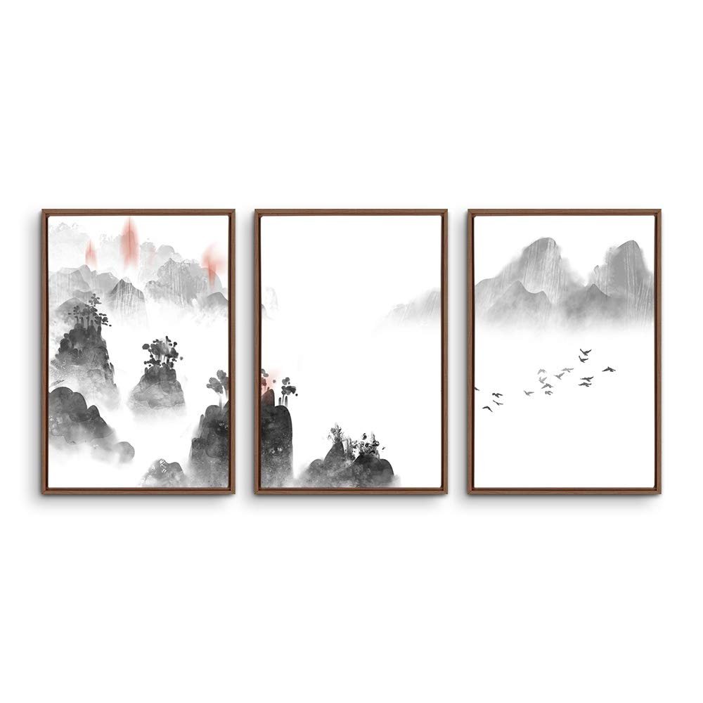 SIGNWIN 3 Piece Framed Canvas Wall Art Zen Canvas Prints Home Artwork Decoration for Living Room,Bedroom - 16"x24"x3 Panels