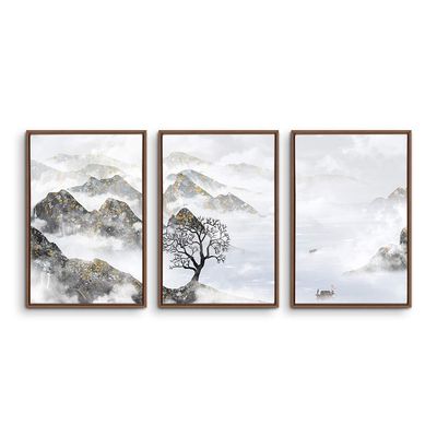 SIGNWIN 3 Piece Framed Canvas Wall Art Zen Canvas Prints Home Artwork Decoration for Living Room,Bedroom - 16"x24"x3 Panels