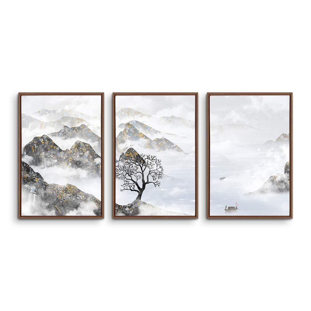 SIGNWIN 3 Piece Framed Canvas Wall Art Zen Canvas Prints Home Artwork Decoration for Living Room,Bedroom - 16"x24"x3 Panels