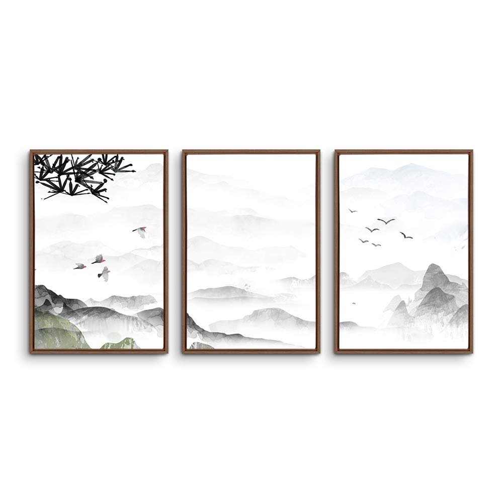 SIGNWIN 3 Piece Framed Canvas Wall Art Zen Canvas Prints Home Artwork Decoration for Living Room,Bedroom - 16"x24"x3 Panels