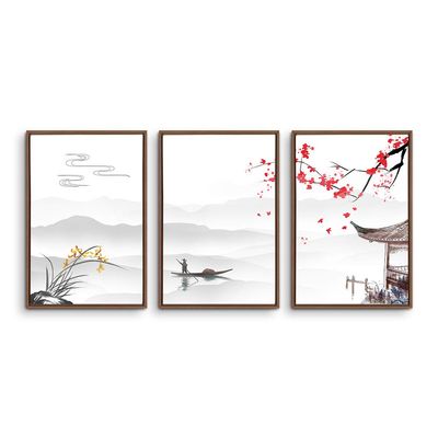 SIGNWIN 3 Piece Framed Canvas Wall Art Zen Canvas Prints Home Artwork Decoration for Living Room,Bedroom - 16"x24"x3 Panels