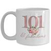 101st Birthday Mug - 101 and Fabulous - Her Party Favors Decor Decorations for Women - 101 Year Old Happy Anniversary Since 1918 - Mom Nana Grandma - White Ceramic Coffee Cup - 15oz view 1
