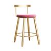Bar Stools Counter Height Chair Hollow Backrest Metal Legs Footrest and Velvet Upholstered Seat for Salon Chairs, Modern Wrought Iron Furniture Seat Height 45/65/75cm view 1