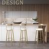 Bar Stools Counter Height Chair Hollow Backrest Metal Legs Footrest and Velvet Upholstered Seat for Salon Chairs, Modern Wrought Iron Furniture Seat Height 45/65/75cm view 2