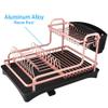 Tomorotec Never Rust Aluminum Dish Rack and Drain Board with Utensil Holder, 2-Tier Kitchen Plate Cup Dish Drying Rack Tray Cutlery Dish Drainer (Matt Rose Gold) view 3