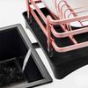 Tomorotec Never Rust Aluminum Dish Rack and Drain Board with Utensil Holder, 2-Tier Kitchen Plate Cup Dish Drying Rack Tray Cutlery Dish Drainer (Matt Rose Gold) view 4