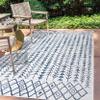 JONATHAN Y Bohemian Geometric Indoor Outdoor Area Rug 4X6 Ivory/Blue, Tokay for Backyard, Patio, Porch, Easy-Cleaning, High Traffic, Pet-Friendly, Non-Shedding (SMB132B-4) view 3
