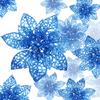 Boao Blue 24 Pieces Poinsettia Flower Christmas Glitter Artificial Poinsettia with Clips Christmas Tree Ornament Decorations for DIY Xmas Wreath Holiday Home Party Decor, 3/4/6 Inches view 1