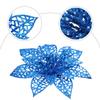 Boao Blue 24 Pieces Poinsettia Flower Christmas Glitter Artificial Poinsettia with Clips Christmas Tree Ornament Decorations for DIY Xmas Wreath Holiday Home Party Decor, 3/4/6 Inches view 3
