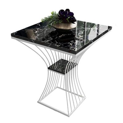 Coffee Tables WFF Metal Square Sofa Table Living Room Marble Bedroom Bedside Table -48cm48cm68cm