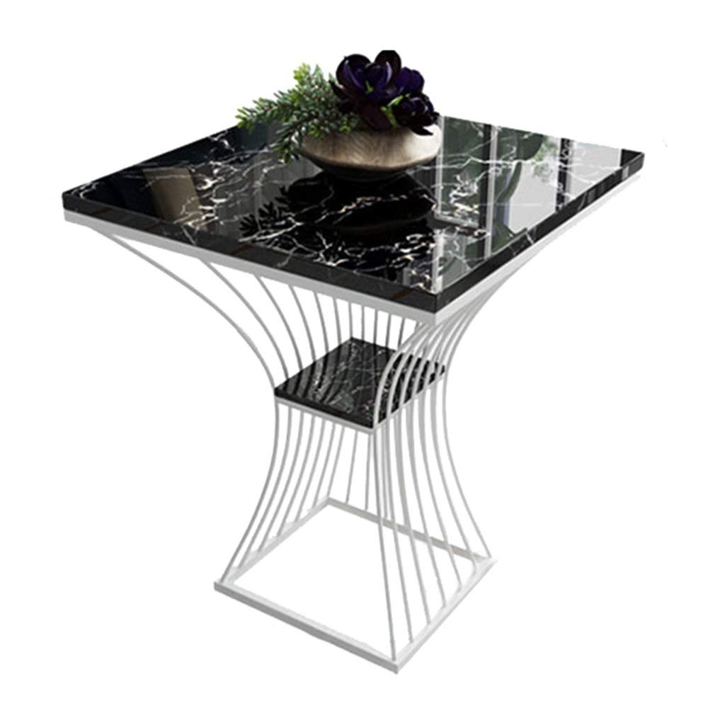Coffee Tables WFF Metal Square Sofa Table Living Room Marble Bedroom Bedside Table -48cm48cm68cm