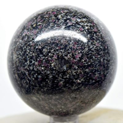2.3" 320g Sparkling Ruby Spinel/Balas Ruby Sphere Polished Natural Gemstone Crystal Mineral Collectible Dcor Ball - India + Stand