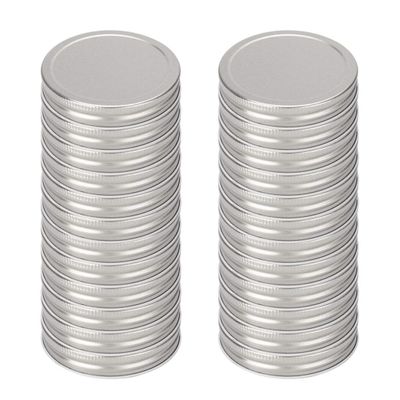 uxcell 24 Pcs Iron Regular Mouth Mason Jar Lids with Sealing Rings Food Storage Caps for Mason Canning Ball Jars Silver Tone