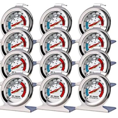 12 Pack Refrigerator Freezer Thermometer Large Dial Analog Thermometer