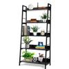 Homdox 5 Tier Ladder Shelf, Industrial Bookshelf Wood and Metal Bookcase, Plant Flower Stand Rack Book Rack Storage Shelves for Home Decor view 1