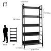 Homdox 5 Tier Ladder Shelf, Industrial Bookshelf Wood and Metal Bookcase, Plant Flower Stand Rack Book Rack Storage Shelves for Home Decor view 3