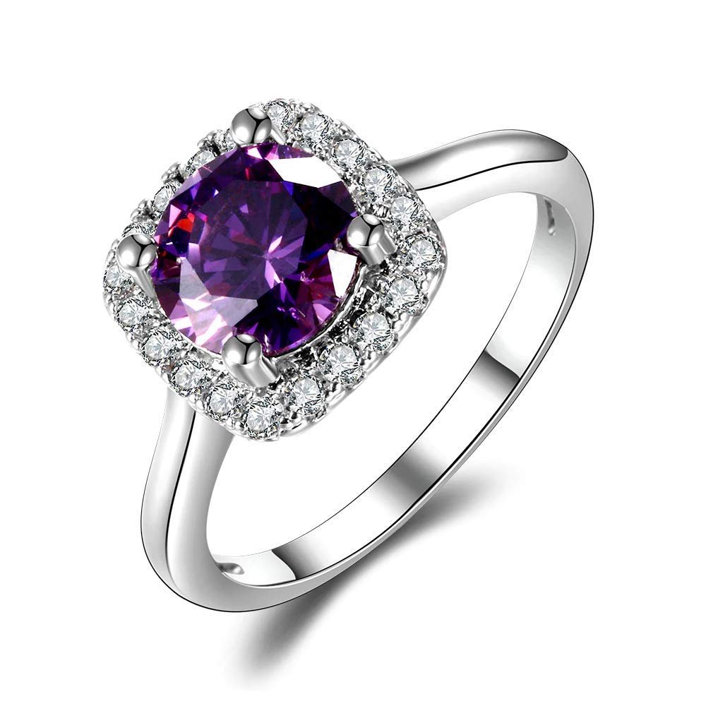 Bansriracha Rings for Women Genuine 925 Sterling Silver Purple Amethyst Ring Classic Gemstone Wedding Silver Birthstone Jewelry (7)