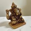 2.5"Inch Ganesha Brass Statue | Hindu God Ganpati Sitting Idol | Brass Dagroo Ganesh Murti | Handmade Decorative Lord Ganesha Figurine for Home Temple, Office, and Spiritual Gift Decor view 2