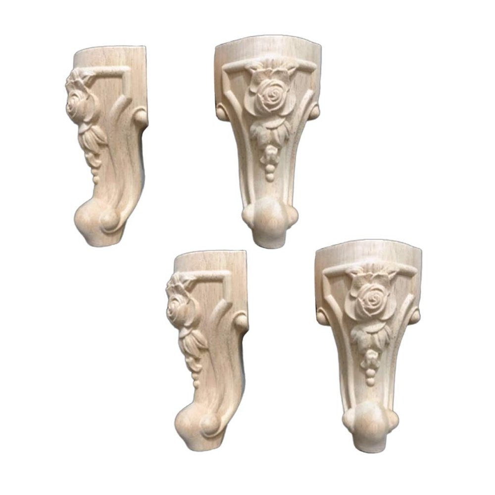 Set of 4 Wooden Furniture Legs,Solid Wood Carving Furniture Replacement Feet Decoration for Sofa Couch Chair Ottoman Loveseat Coffee Table Cabinet Wood Feet (6.7inch/17cm)
