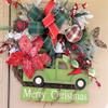 Farmhouse Christmas Truck Grapevine Wreath, Green Holiday Truck, Plaid Ribbon, Poinsettia Decor, Rustic Xmas House Decor, Present Gift view 1
