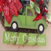 Farmhouse Christmas Truck Grapevine Wreath, Green Holiday Truck, Plaid Ribbon, Poinsettia Decor, Rustic Xmas House Decor, Present Gift view 3
