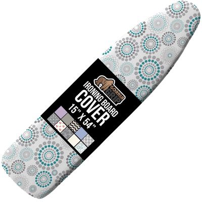 GORILLA GRIP The Original Ironing Board Cover and Pad, Silicone Coating, 400F Scorch Resistant Thick Padding, Heavy Duty Iron Covers Standard Boards, Hook and Loop Fastener Strap, Spiral Print 15x54