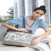 Myra Leather and Rug Tote Bag, Writer Canvas - 16.5"x14" Boho Fabric Bags for Women, 12" Strap, Brown and Gray, Zipper Top, Large Canvas Tote, Purse for Women, For Work, Travel, Everyday Use view 2