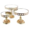 allgala Wedding Cake Stands 3-Piece Set Crystal Gold Plated Cheese Dessert Cupcake Cake Stand with Mirror Plate-Gold Round with Bases-HD89201 view 1